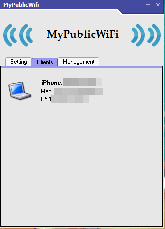 Отображение информации о подключенных устройствах в MyPublicWiFi