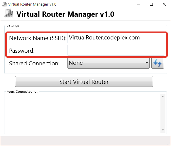 Установка логина и пароля в Virtual Router Manager