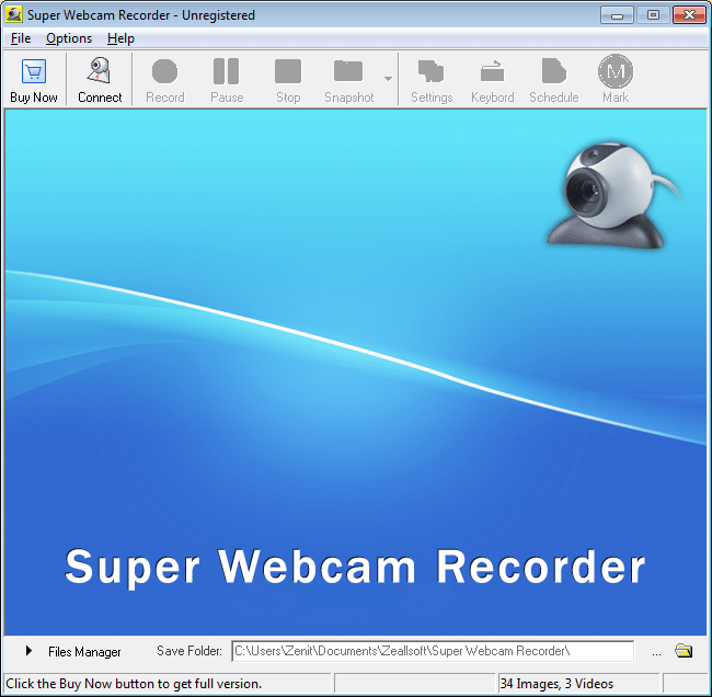 Главное окно Super Webcam Recorder в программах для записи с вебки
