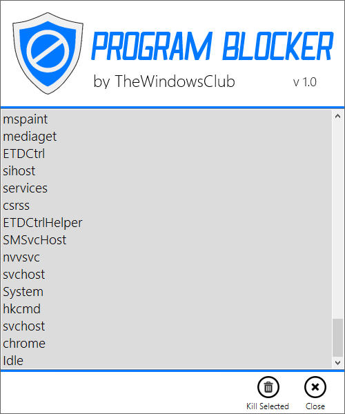 Собственный диспетчер задач в Program Blocker