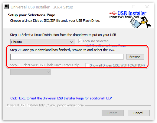 Выбор ISO-образа в Universal USB Installer