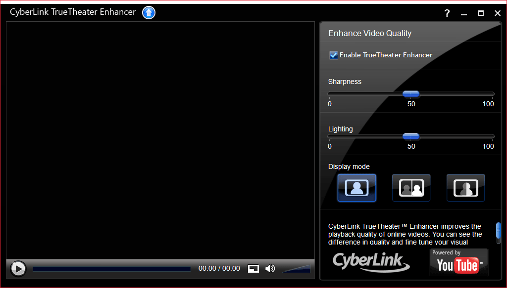 Главное окно CyberLink TrueTheater Enhancer в программах для улучшения качества видео