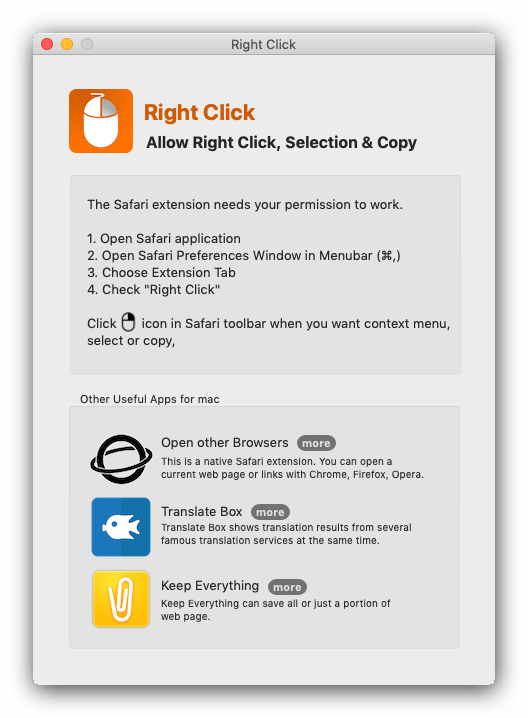 Расширение RIght Click для Safari версии macOS
