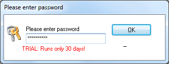 Ввод пароля в программе EXE Password  для  открытия браузера Opera