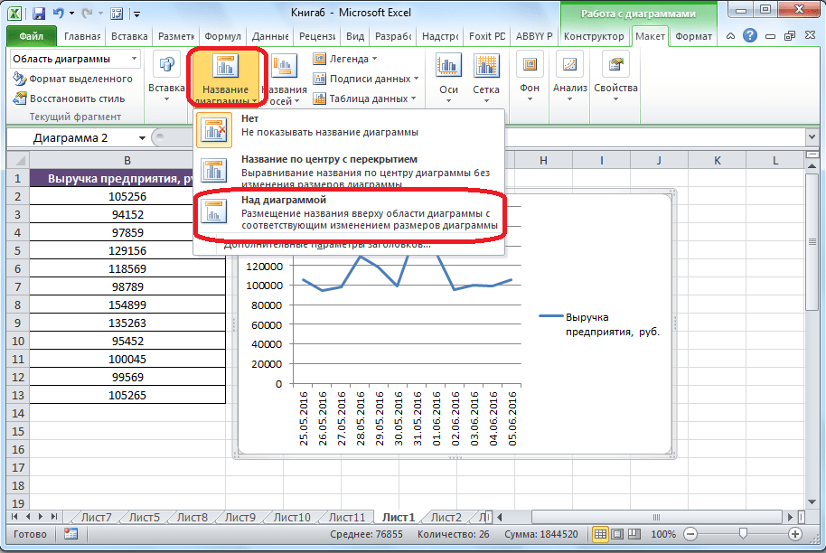 Построение графика в Microsoft Excel