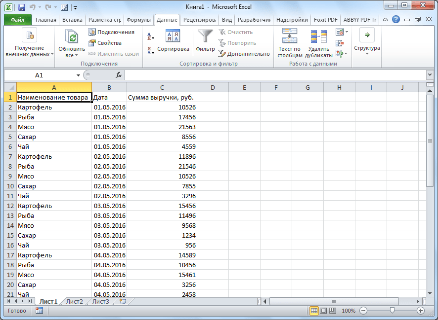 Таблица вставлена в программе Microsoft Excel