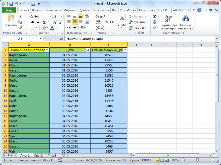 Пустые ячейки скрыты в Microsoft Excel