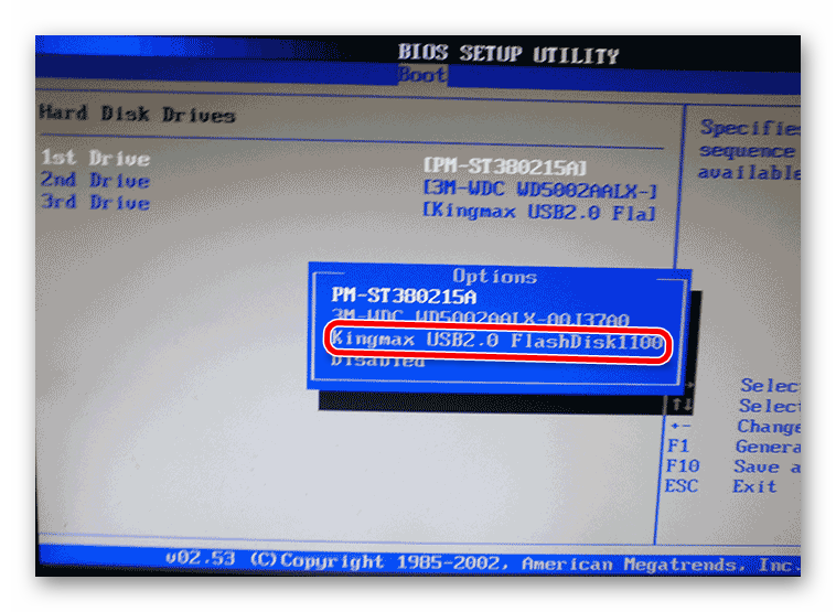 Назначение флешки первым диском в BIOS
