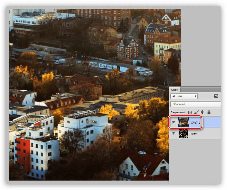 Результат перемещения слоя содержащего изображение на целевой документ при закрашивании фона в Фотошопе