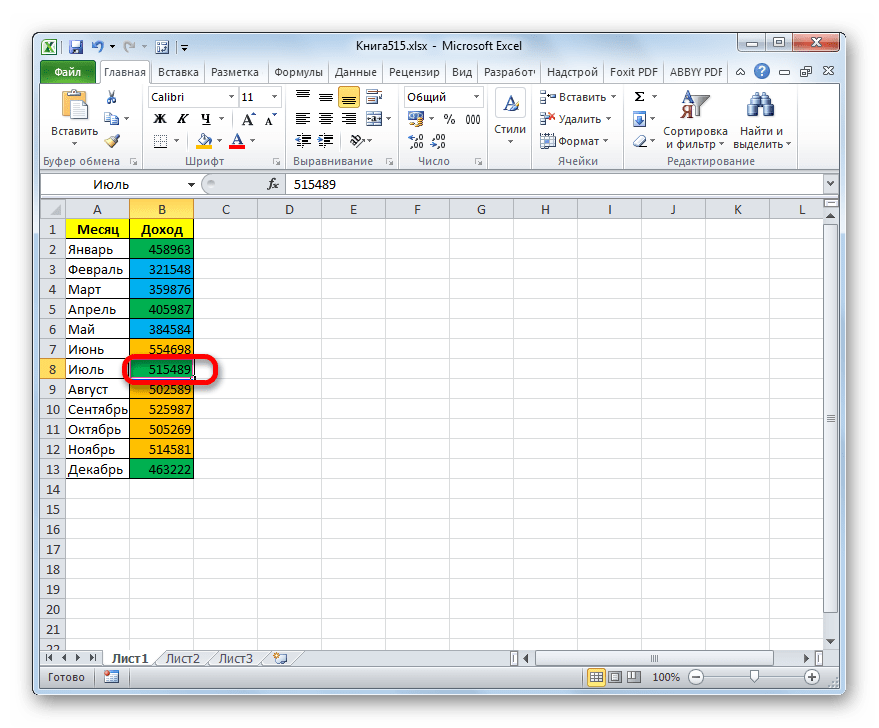 Цвет не поменялся после изменения значения в ячейке в Microsoft Excel