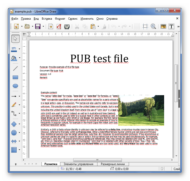 Просмотр PUB в LibreOffice