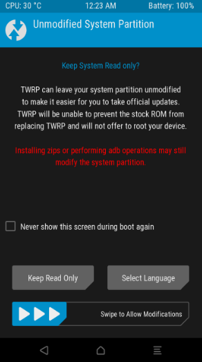 Xiaomi Redmi 3S TWRP изменение системного раздела