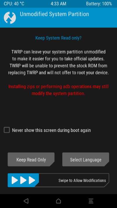 Xiaomi Redmi Note 4 первый запуск TWRP