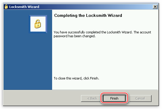 Завершение работы программы ERD Commander после сброса пароля учетной записи в операционной системе Windows XP