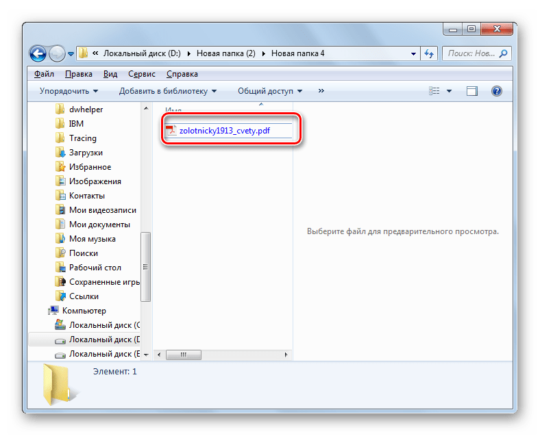 Преобразованный файл PDF в окне Проводника Windows