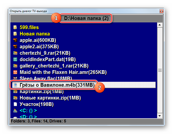 Диспетчер файлов в программе KMPlayer