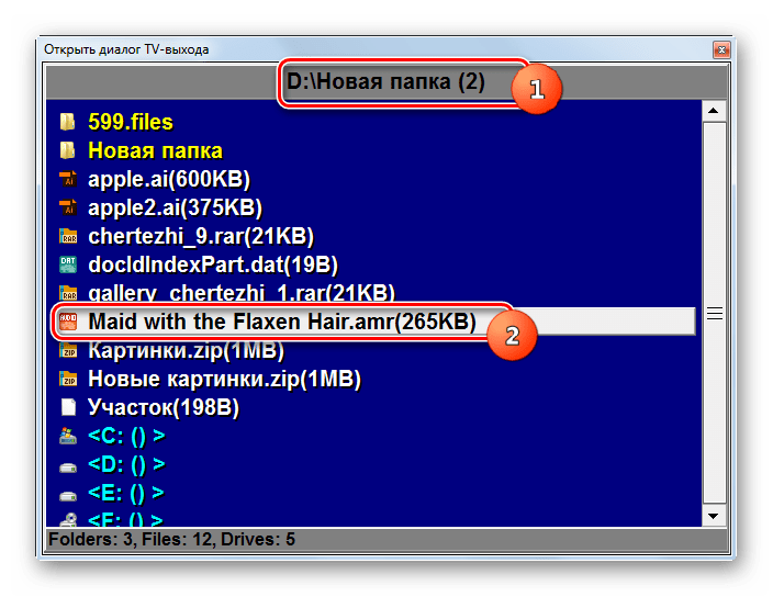 Диспетчер файлов в программе KMPlayer