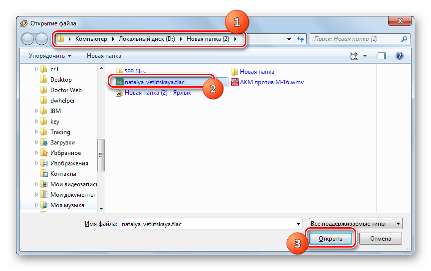 Окно открытия файла в программе Winamp