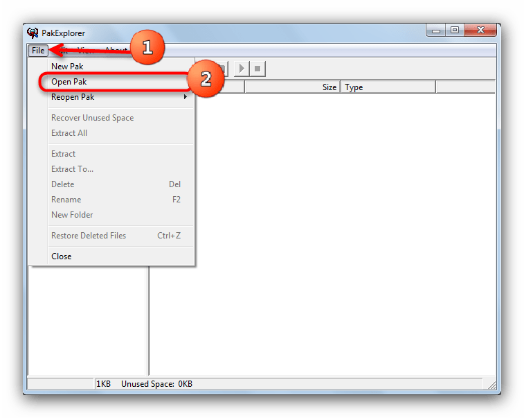 Открыть файл в Pak Explorer