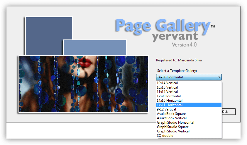 Выбор макета альбома в программе Yervant Page Gallery