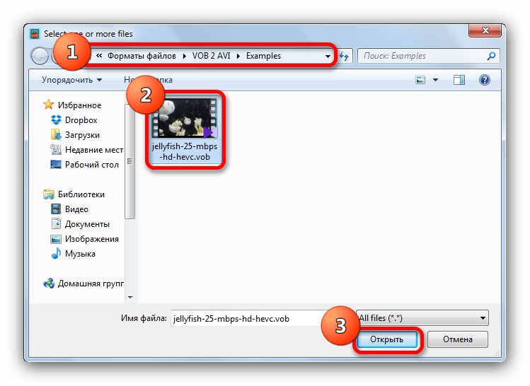 Выбрать файлы через проводник в Xilisoft Video Converter