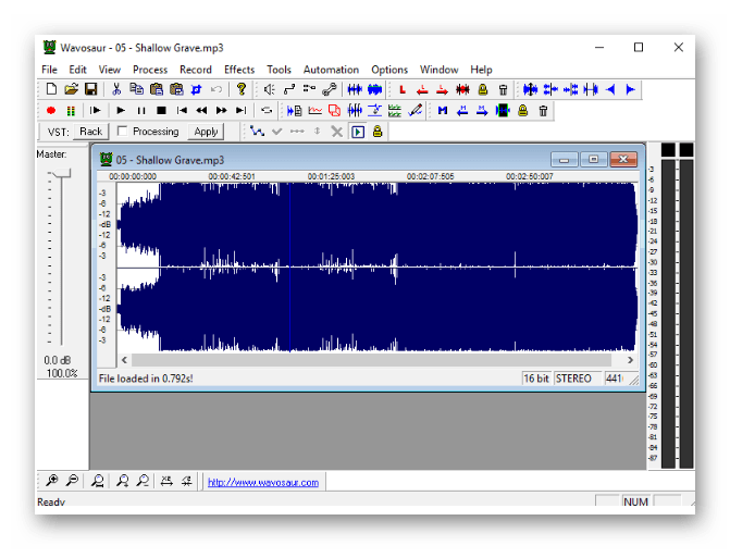 Обработка аудиозаписи в программе Wavosaur