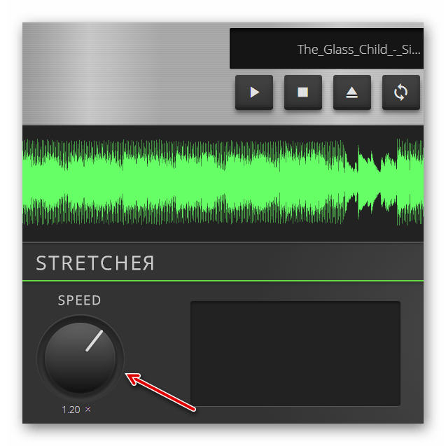 Ручка смены темпа аудиофайла в TimeStretch Audio Player