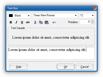 Добавление текстового блока в программе CD Box Labeler Pro