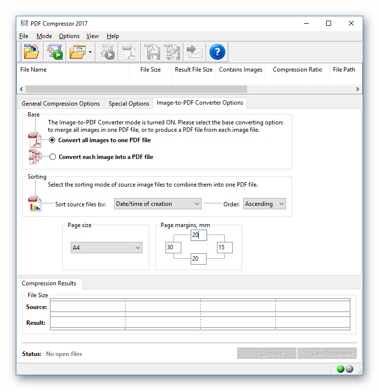 Превращение картинок в PDF документ с помощью программы Advanced PDF Compressor