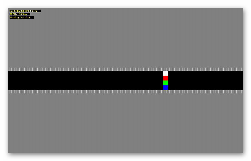 Проверка отображения движущихся объектов при помощи нескольких разноцветных квадратов, движущихся по прямой в TFT Монитор Тест