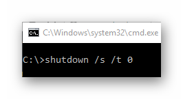 Команда немедленного выключение компьютера из консоли Windows