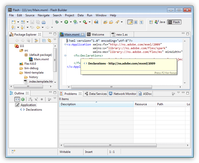 Программа для создания флеш-приложений Adobe Flash Builder