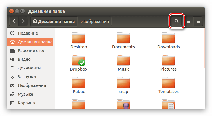 кнопка поиск в файловом менеджере наутилус в linux