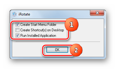 Закрытия окна мастера установки программы iRotate после её инсталляции в Windows 7