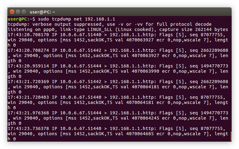 пример использования фильтра portrange в синтаксисе команды tcpdump в linux