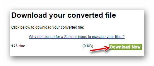 Загрузка преобразованного файла с серверов Zamazar