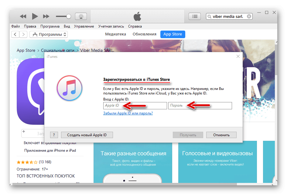 Авторизация в iTunes Store c помощью Apple ID