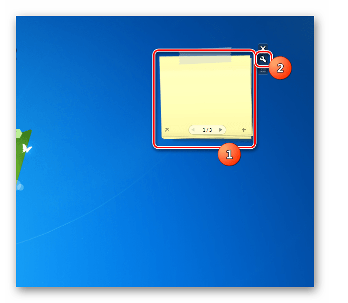 Переход в окошко настроек гаджета стикеров Chameleon Notescolour на Рабочем столе в Windows 7