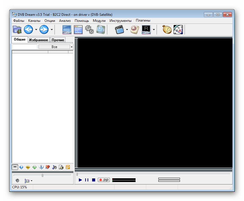 Главное окно программы DVB Dream