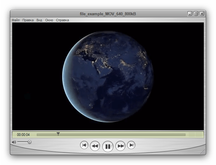 Файл MOV, запущенный в Apple QuickTime Player