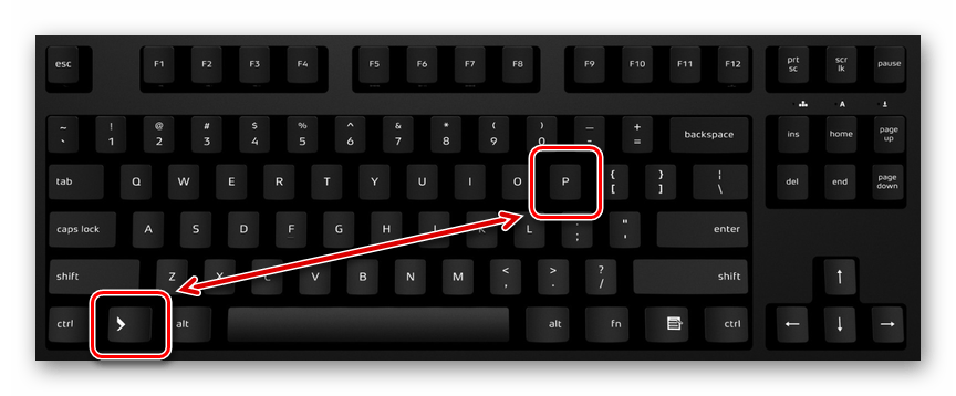 Использование сочетания клавиш на клавиатуре