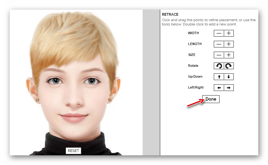 Настройка прически в веб-приложении Makeover