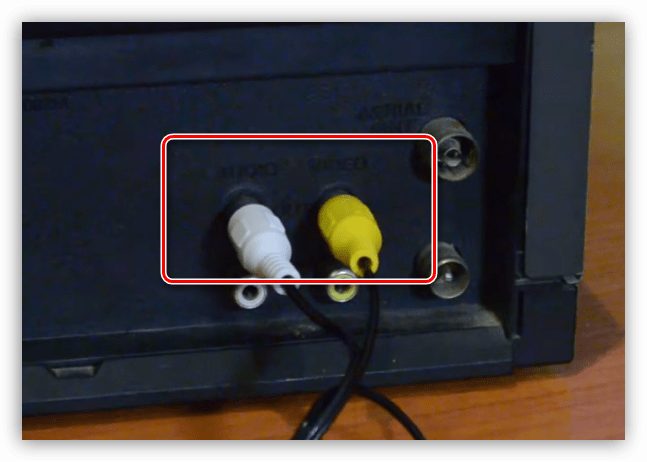 Подключения кабеля RCA к видеомагнитофону