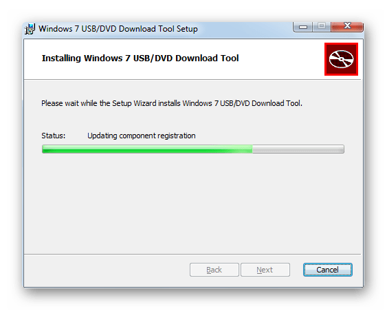 Процедура инсталляции приложения в окне Мастера установки утилиты Windows 7 USB DVD Download Tool