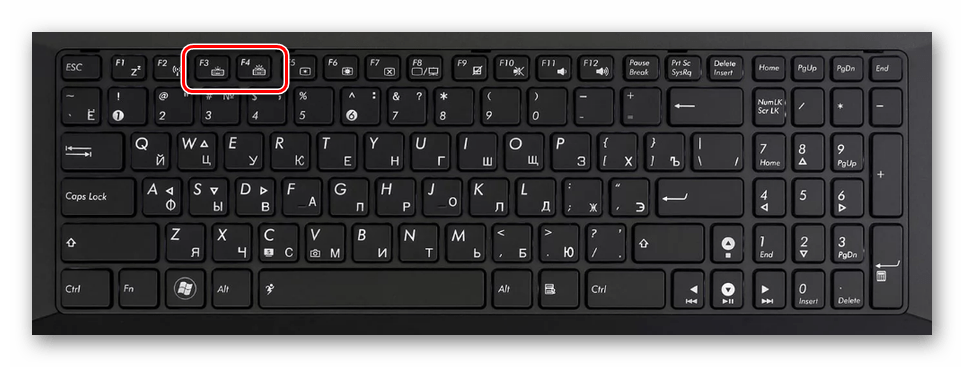 Пример клавиатуры с подсветкой на ноутбуке ASUS