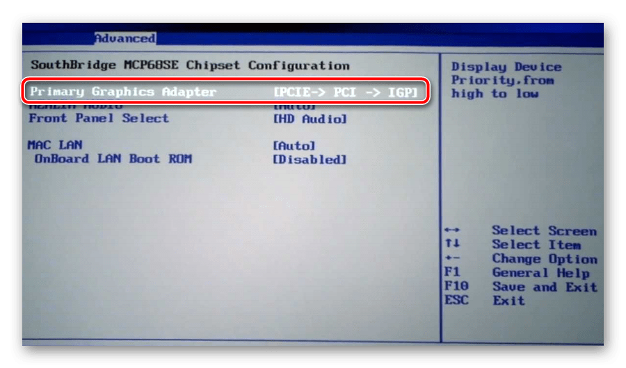 Включение PCI-контроллера в AMI BIOS