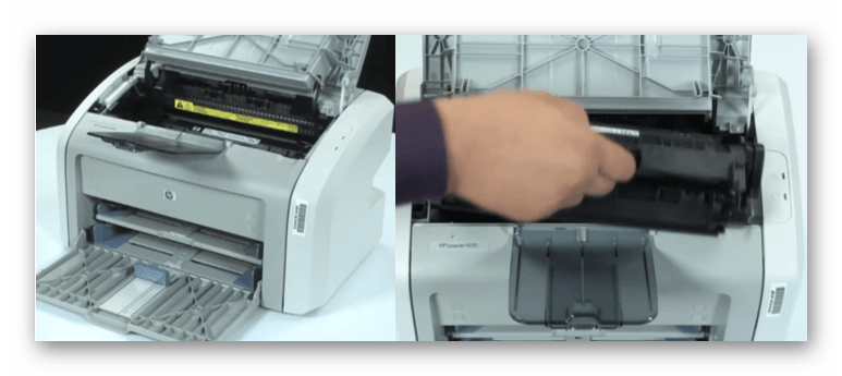 Снятие картриджа с принтера