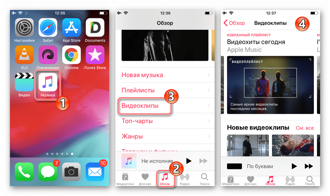 Apple Music поиск видеоклипов для загрузки в память iPhone или iPad