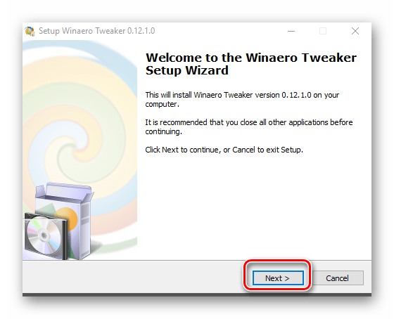Начало установки приложения Winaero Tweaker в операционной системе Windows 10