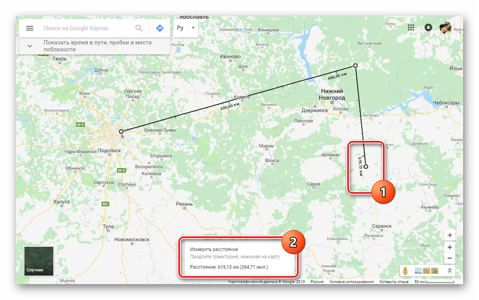 Включение линейки на Google Картах